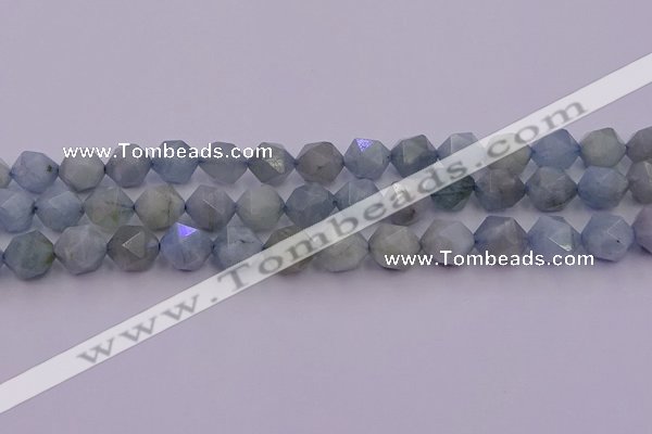 CAQ793 15.5 inches 12mm faceted nuggets aquamarine gemstone beads