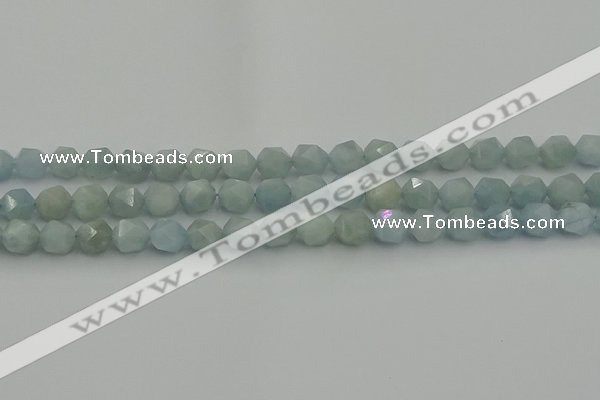 CAQ797 15.5 inches 8mm faceted nuggets aquamarine gemstone beads