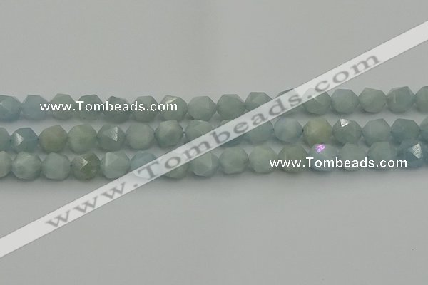 CAQ798 15.5 inches 10mm faceted nuggets aquamarine gemstone beads