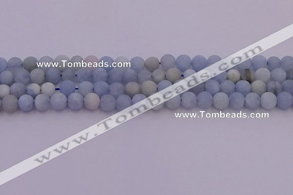 CAQ811 15.5 inches 6mm round matte aquamarine beads wholesale