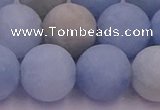 CAQ814 15.5 inches 12mm round matte aquamarine beads wholesale