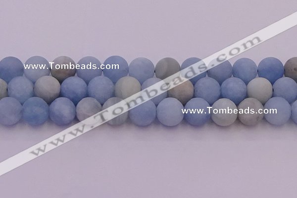 CAQ814 15.5 inches 12mm round matte aquamarine beads wholesale