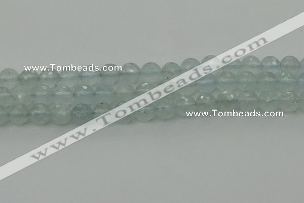 CAQ821 15.5 inches 8mm faceted round aquamarine beads wholesale