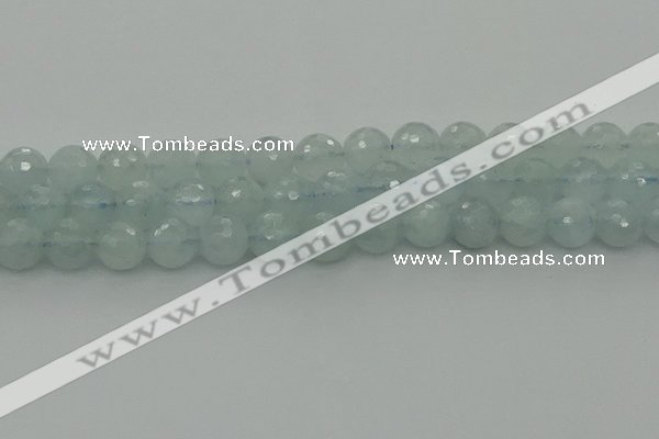 CAQ822 15.5 inches 10mm faceted round aquamarine beads wholesale