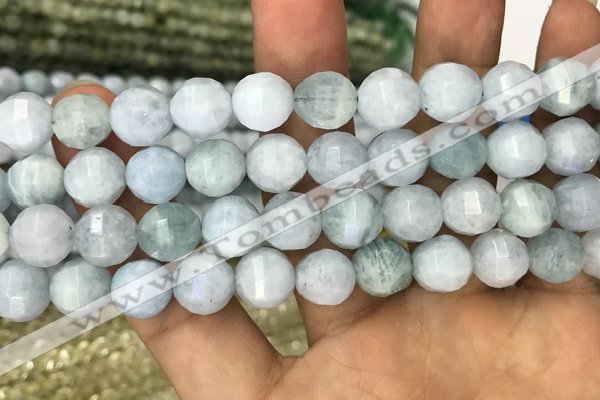 CAQ827 15.5 inches 10mm faceted round natural aquamarine beads