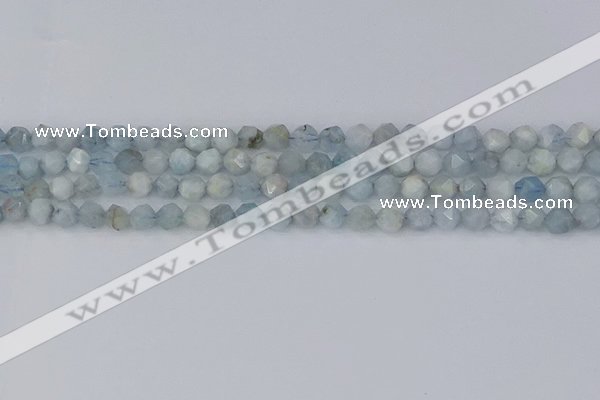 CAQ831 15.5 inches 6mm faceted nuggets aquamarine beads