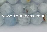 CAQ834 15.5 inches 12mm faceted nuggets aquamarine beads