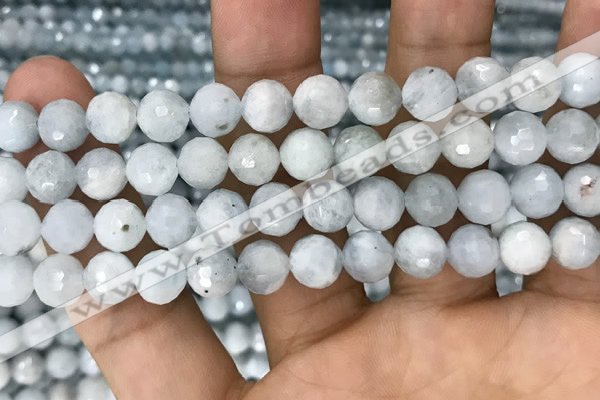 CAQ849 15.5 inches 8mm faceted round aquamarine beads wholesale