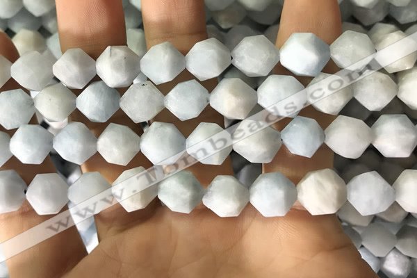 CAQ855 15.5 inches 10mm faceted nuggets aquamarine beads wholesale