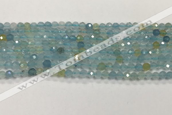 CAQ882 15.5 inches 3.5mm faceted round tiny aquamarine beads