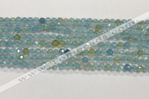 CAQ883 15.5 inches 3.5mm faceted round tiny aquamarine beads