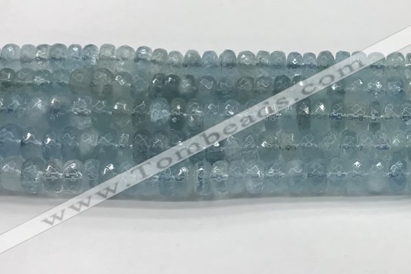 CAQ893 15.5 inches 5*9mm - 5*10mm faceted rondelle aquamarine beads