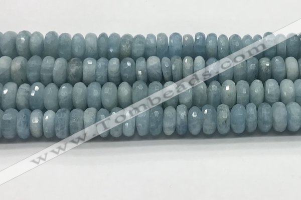 CAQ895 15.5 inches 6*12mm faceted rondelle aquamarine beads