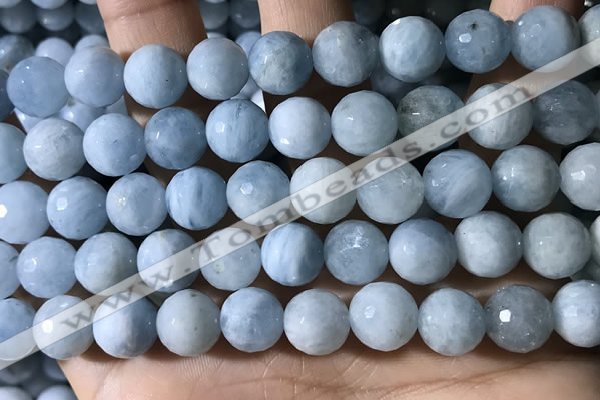 CAQ903 15.5 inches 10mm faceted round aquamarine beads