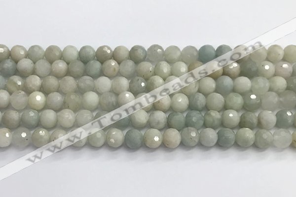 CAQ912 15.5 inches 8mm faceted round aquamarine beads wholesale