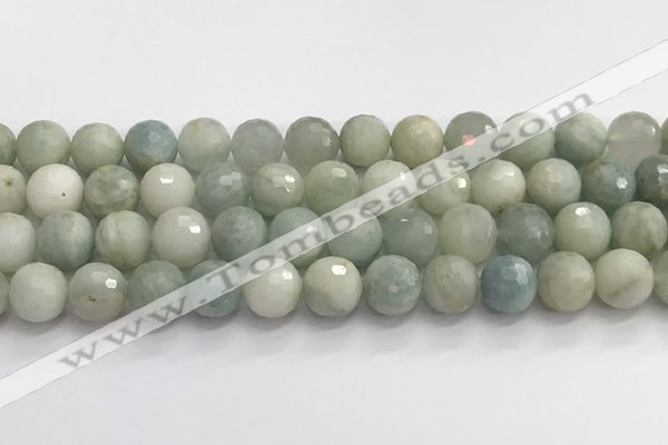 CAQ914 15.5 inches 12mm faceted round aquamarine beads wholesale