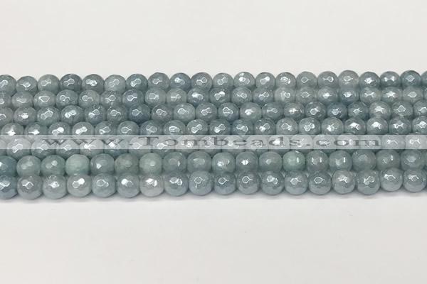 CAQ925 15 inches 6mm faceted round AB-color imitation aquamarine beads