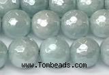 CAQ927 15 inches 8mm faceted round AB-color imitation aquamarine agate beads