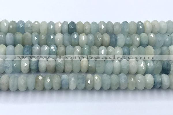 CAQ955 15 inches 8*10mm faceted rondelle aquamarine beads