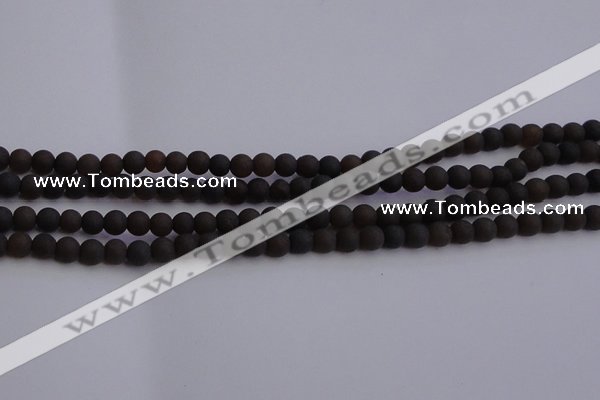 CAR208 15.5 inches 5mm - 6mm round matte natural amber beads