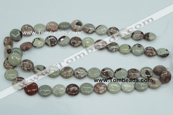 CAR32 15.5 inches 15mm flat round artistic jasper beads wholesale