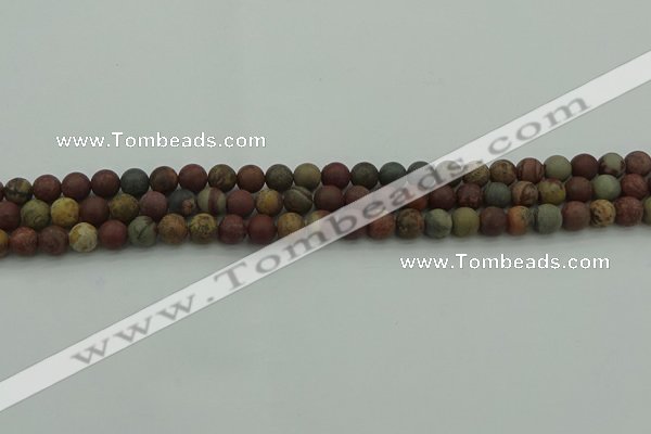 CAR360 15.5 inches 4mm round matte red artistic jasper beads