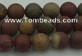 CAR361 15.5 inches 6mm round matte red artistic jasper beads