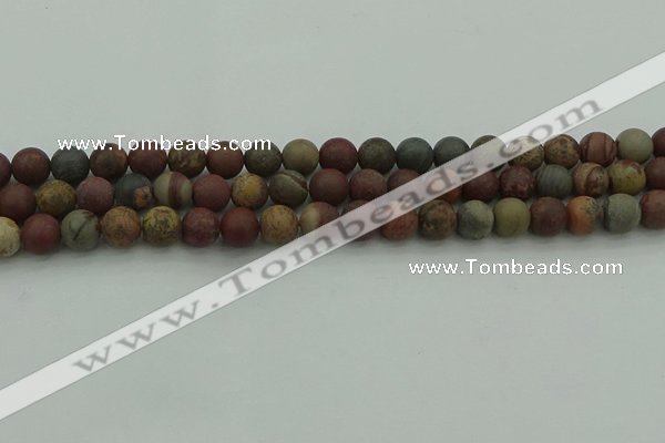 CAR361 15.5 inches 6mm round matte red artistic jasper beads