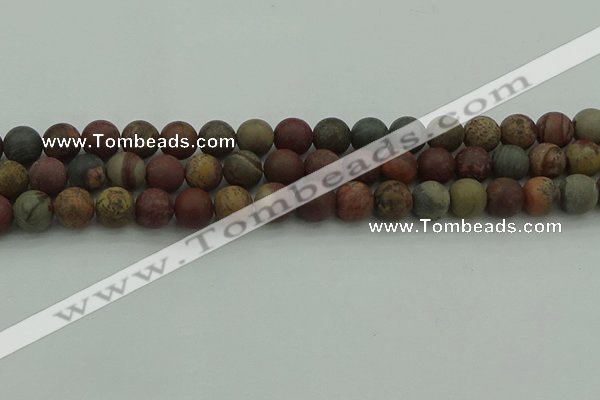 CAR362 15.5 inches 8mm round matte red artistic jasper beads