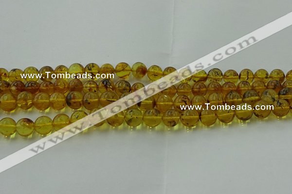 CAR523 15.5 inches 8mm - 9mm round natural amber beads wholesale