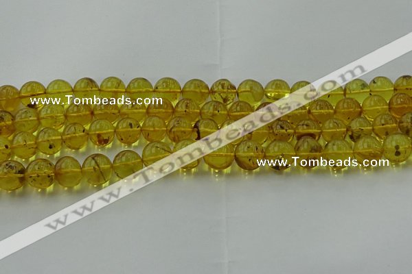 CAR524 15.5 inches 9mm - 10mm round natural amber beads wholesale