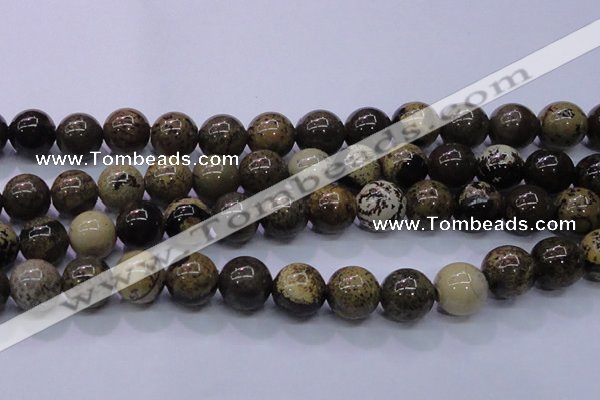 CAR55 15.5 inches 14mm round yellow artistic jasper beads