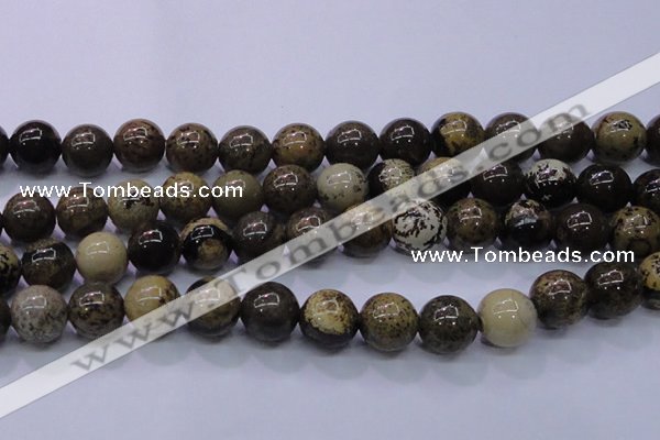 CAR56 15.5 inches 16mm round yellow artistic jasper beads