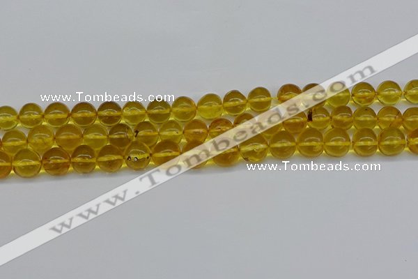CAR564 15.5 inches 9mm - 10mm round natural amber beads wholesale