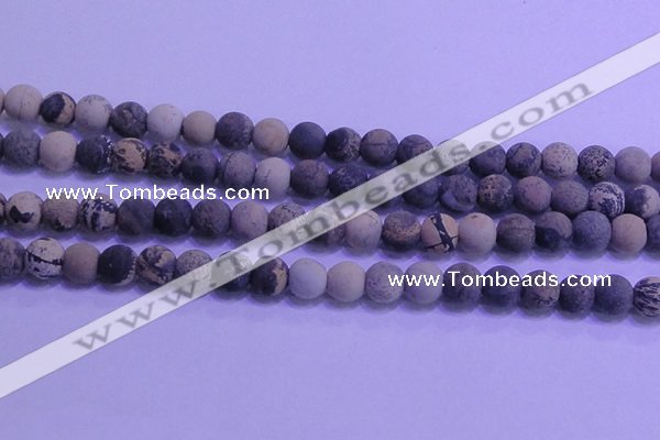 CAR63 15.5 inches 10mm round matte yellow artistic jasper beads