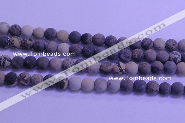 CAR65 15.5 inches 14mm round matte yellow artistic jasper beads