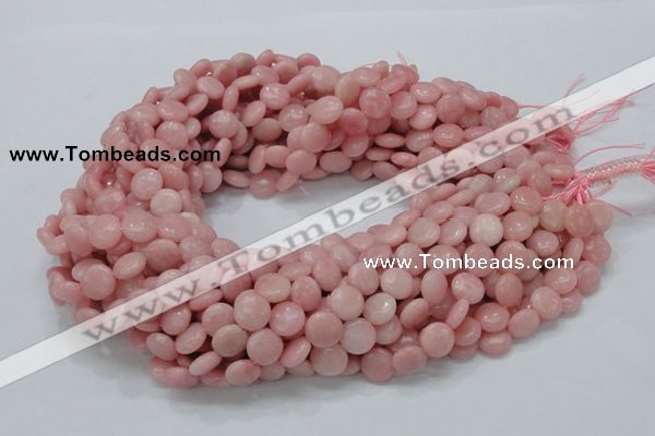 CAS15 15.5 inches 10mm flat round pink angel skin gemstone beads