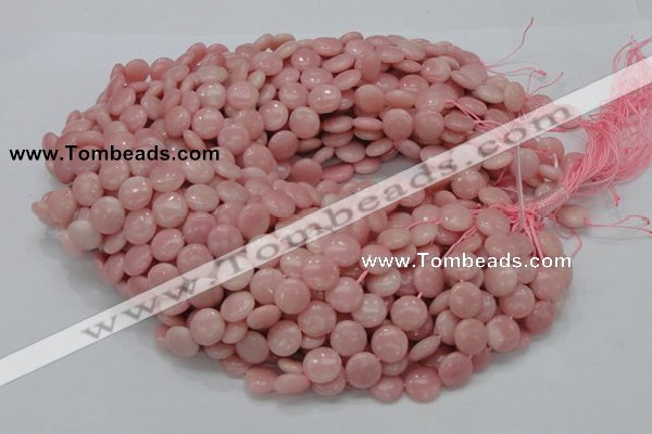 CAS16 15.5 inches 12mm flat round pink angel skin gemstone beads