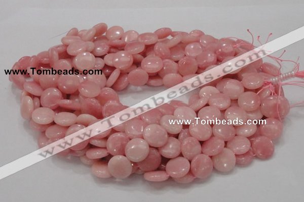 CAS17 15.5 inches 15mm flat round pink angel skin gemstone beads