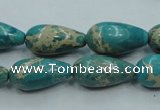 CAT06 15.5 inches 10*20mm teardrop natural aqua terra jasper beads