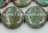 CAT07 15.5 inches 25mm flat round natural aqua terra jasper beads