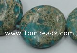 CAT08 15.5 inches 30mm flat round natural aqua terra jasper beads