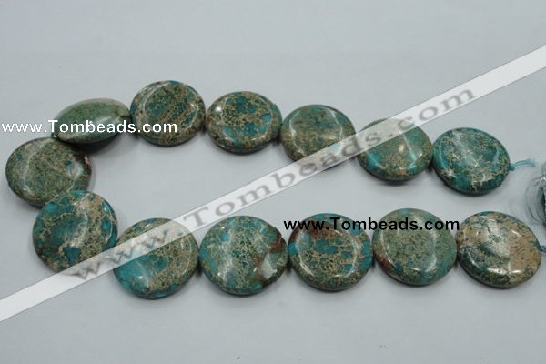 CAT08 15.5 inches 30mm flat round natural aqua terra jasper beads