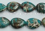 CAT11 15.5 inches 13*18mm flat teardrop natural aqua terra jasper beads