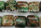 CAT115 15.5 inches 16*16mm square dyed natural aqua terra jasper beads