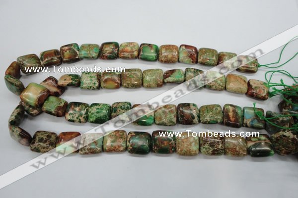 CAT115 15.5 inches 16*16mm square dyed natural aqua terra jasper beads