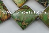 CAT134 22*22mm twisted diamond dyed natural aqua terra jasper beads