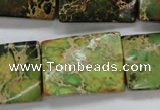 CAT142 18*25mm twisted rectangle dyed natural aqua terra jasper beads