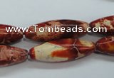 CAT208 15.5 inches 10*30mm rice dyed natural aqua terra jasper beads