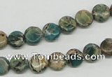 CAT5007 15.5 inches 8mm flat round natural aqua terra jasper beads